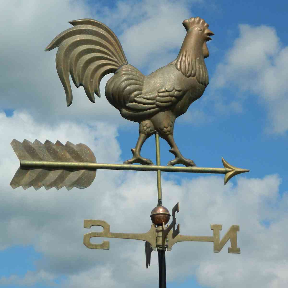 Aged Large Copper Cockerel Weathervane